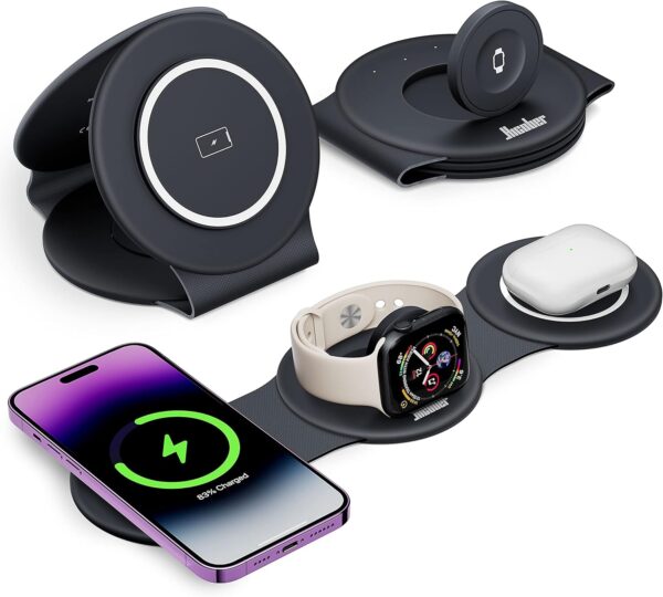 3 in 1 Charging Station for Apple Multiple Devices, Foldable Travel Wireless Charger 18W for iPhone 16 15 14 13 Pro Max Plus &Apple Watch Series/Airpods - Image 2