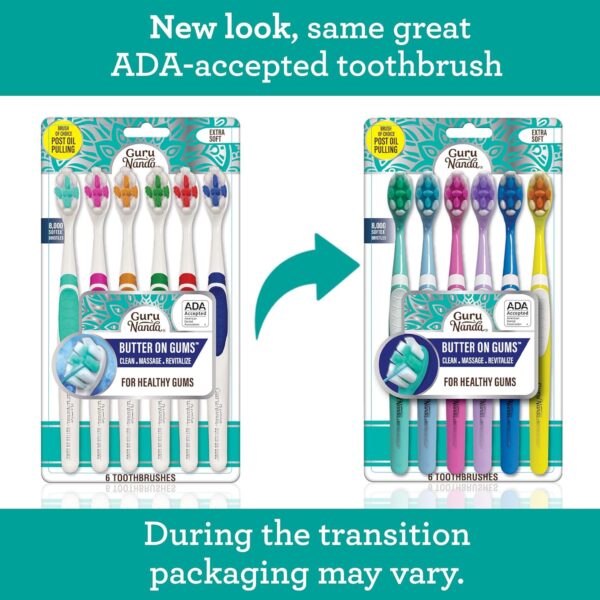 GuruNanda Butter On Gums Toothbrush, ADA Accepted, With 8000+ Ultra Soft Softex Bristles for Sensitive & Receding Gums, Perfect for Whiter Teeth, 6 Ct - Image 3