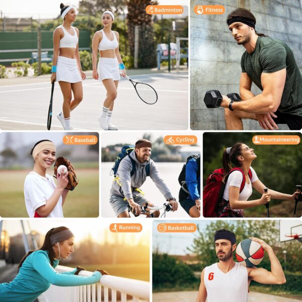 Headbands for Women Non Slip - 7PCS Fashion Sports Hair Bands for Women's Hair, Soft Cotton Cloth Stretchy Headbands for Women for Workout Yoga Running - Image 5