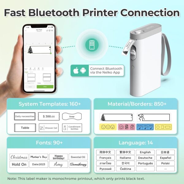 Nelko Label Maker Machine with Tape, P21 Bluetooth Label Printer, Wireless Mini Label Makers with Multiple Templates for Organizing Office Home, White - Image 3