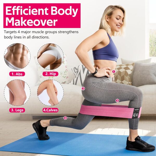 WALITO Resistance Bands for Legs and Butt, Fabric Exercise Loop Bands Yoga, Pilates, Rehab, Fitness and Home Workout, Strength Bands for Booty - Image 5
