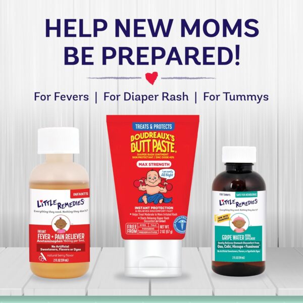 Little Remedies, New Baby Essentials Kit, 6 Newborn Essentials, Saline Nasal Spray, Gas Relief Drops, Gripe Water, Fever Reliever, & Diaper Ointment - Image 5