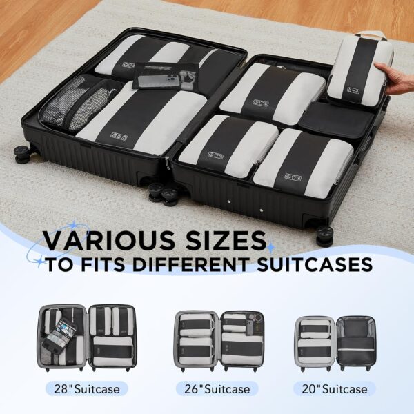 10 Set Compression Packing Cubes for Travel Essentials,Compressible Expandable Packing Cubes for Suitcase,OlarHike Luggage Organizer Bags for Travel,Handy Helper for Organizing Clothes(Black) - Image 9