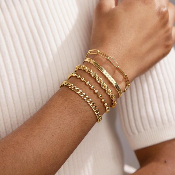 Gold Bracelets for Women,Dainty Bracelets Set for Women Trendy, Gold Bracelets Stack With Beaded, Cuban, Paperclip, Heart, Snake, Rope, Pearl, Cross, Hand Chain, Silver Jewelry Gifts for Women Christmas - Image 5