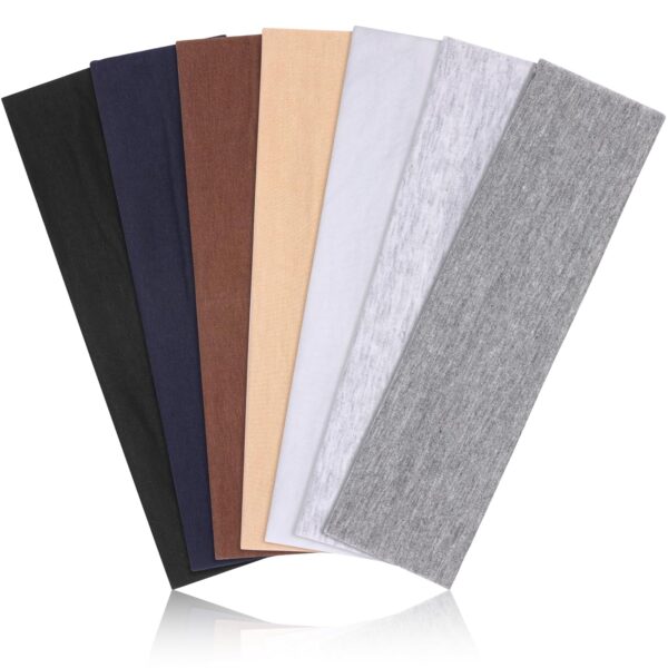 Headbands for Women Non Slip - 7PCS Fashion Sports Hair Bands for Women's Hair, Soft Cotton Cloth Stretchy Headbands for Women for Workout Yoga Running - Image 2