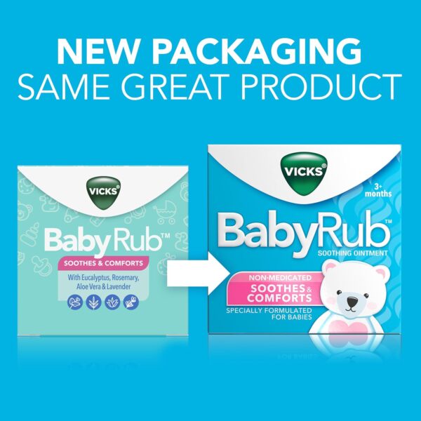 Vicks BabyRub Chest Rub Ointment with Soothing Aloe, Eucalyptus, Lavender, and Rosemary, from the makers of VapoRub, 1.76 oz - Image 3