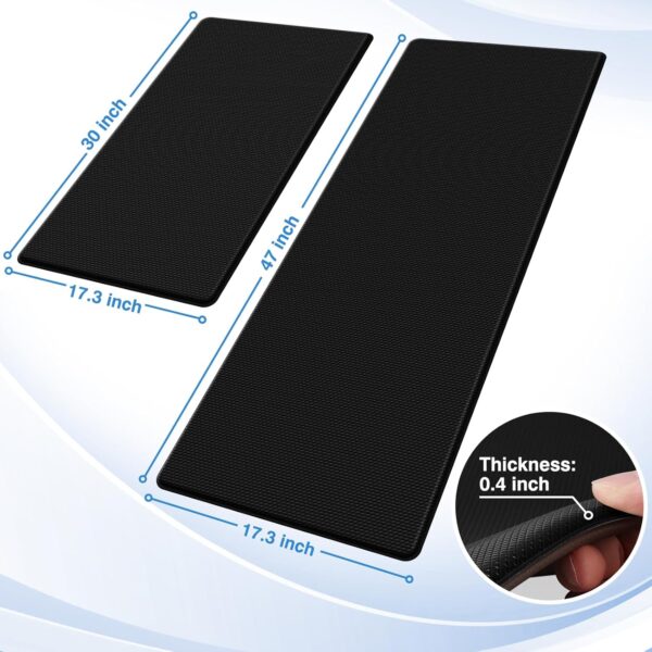 StepRite Kitchen Mats, 2PCS Kitchen Rugs, Cushioned Anti Fatigue Kitchen Mats for Floor, Non-Slip Standing Desk Mat, Waterproof Kitchen Rug Set for Kitchen, Floor, Office, 17.3"x30"+17.3"x47", Black - Image 3