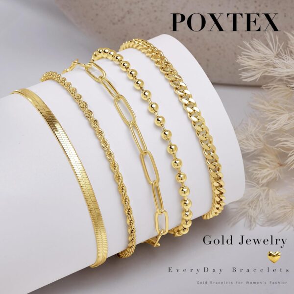 Gold Bracelets for Women,Dainty Bracelets Set for Women Trendy, Gold Bracelets Stack With Beaded, Cuban, Paperclip, Heart, Snake, Rope, Pearl, Cross, Hand Chain, Silver Jewelry Gifts for Women Christmas - Image 7