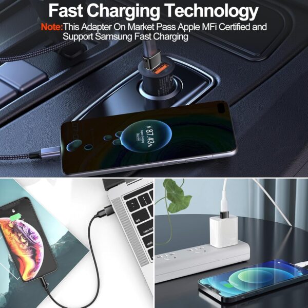 𝟒𝐏𝐚𝐜𝐤 𝐔𝐩𝐠𝐫𝐚𝐝𝐞𝐝 USB to USB C Adapter,Type-C Female to A Male Car Charger OTG Converter for Apple Watch Ultra 8 9 10,iPhone 16 15 14 13 Pro Max,Samsung S24,Nintendo Switch,AirPods,iPad,Car - Image 4