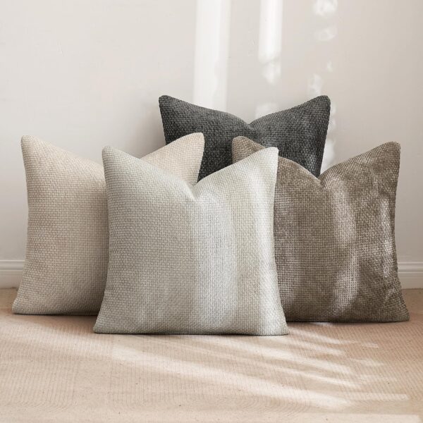 MIULEE Pack of 4 Couch Throw Pillow Covers 18x18 Inch Neutral Soft Decorative Chenille Pillow Covers Farmhouse Boho Cushion Covers for Mid Century Modern Home Decor Sofa Bedroom Living Room - Image 4