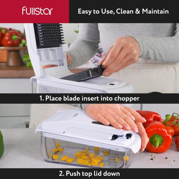 Fullstar Vegetable Chopper and Spiralizer - Food Chopper with Container, Fruit Slicer, Kitchen Gadgets & Accessories, Home Essentials (9 in 1, White) - Image 8