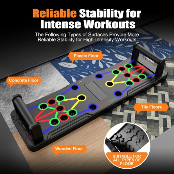 Solid Push Up Board 15 in 1 Home Workout Equipment Multi-Functional Pushup Stands System Fitness Floor Chest Muscle Exercise Professional Equipment Burn Fat Strength Training Arm Men & Women Weights - Image 6