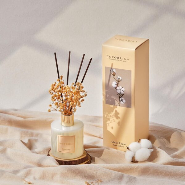 Cocorrína Reed Diffuser Set, 6.7 oz Clean Linen Scented Diffuser with Sticks Home Fragrance Reed Diffuser for Bathroom Shelf Decor - Image 4