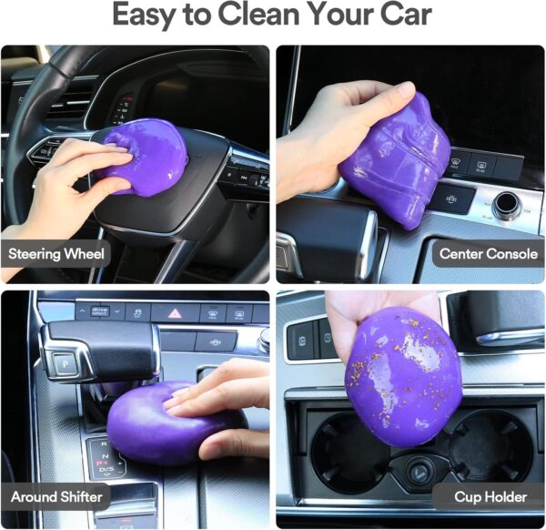 PULIDIKI Car Cleaning Gel Cleaning Putty Car Interior Cleaner Car Detailing Kit Car Cleaning Slime Car Cleaning Supplies Car Accessories Gifts Purple - Image 6