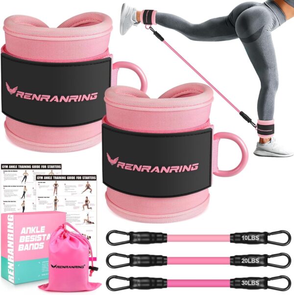 Ankle Resistance Bands, Ankle Bands for Working Out with Cuffs, Ankle Resistance Band, Glutes Workout Equipment, Butt Exercise Equipment for Women Legs and Glutes - Image 2