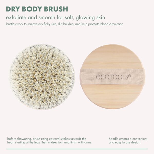 EcoTools Dry Brush, Gentle Exfoliating Scrubber for Skincare and Beauty, Pore Cleansing, Pink - Image 3