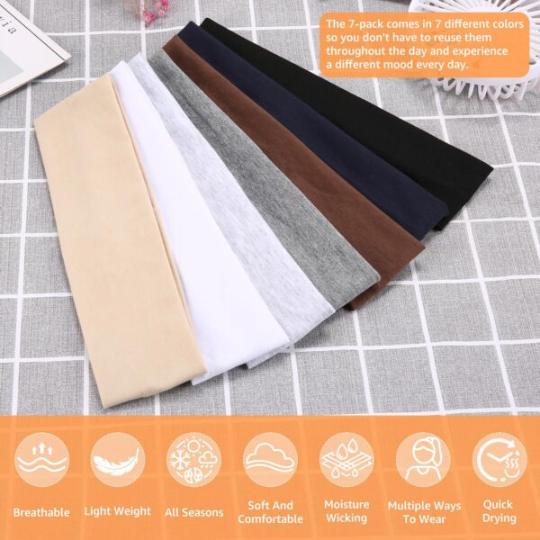 Headbands for Women Non Slip - 7PCS Fashion Sports Hair Bands for Women's Hair, Soft Cotton Cloth Stretchy Headbands for Women for Workout Yoga Running - Image 4
