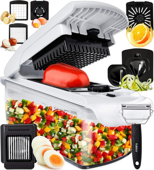 Fullstar Vegetable Chopper and Spiralizer - Food Chopper with Container, Fruit Slicer, Kitchen Gadgets & Accessories, Home Essentials (9 in 1, White) - Image 2