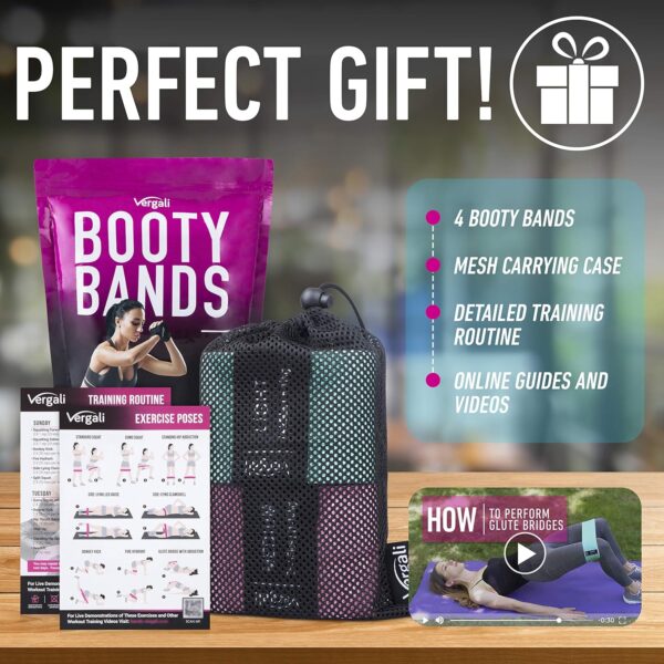 Resistance Bands for Working Out with Workout Bands Guide. 4 Booty Bands for Women Men Fabric Elastic Bands for Exercise Bands Resistance Bands for Legs Bands for Working Out Hip Thigh Glute Bands Set - Image 10