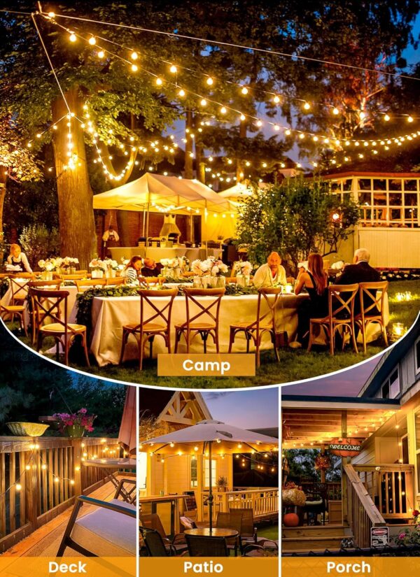 Outdoor String Lights 25 Feet G40 Globe LED Patio Lights with 13 Edison Plastic Bulbs(1 Spare), Waterproof Connectable Hanging Lights for Backyard Porch Balcony Party Decor, E12 Socket Base, Black - Image 10