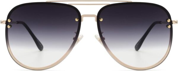 Premium Rimless Oversized Aviator Sunglasses for Women, Polarized PC Lens UV Protection Women’s Shade VF2203 - Image 7