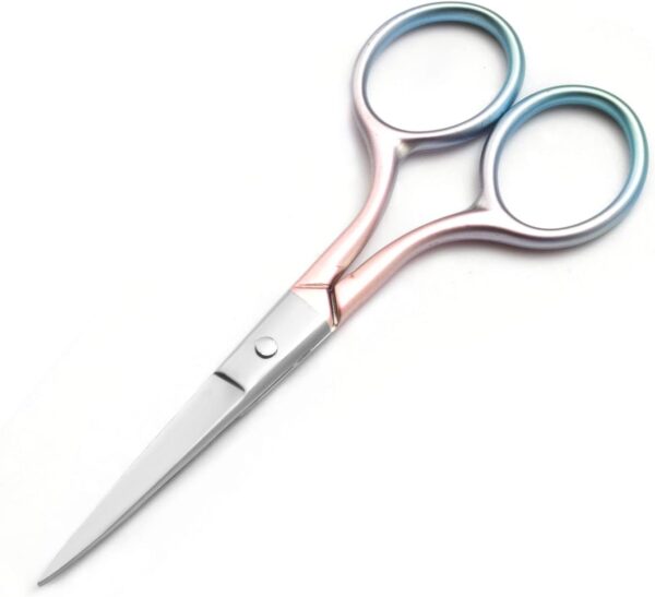 Multicolor Professional Grooming Scissors for Personal Care Facial Hair Removal and Ear Nose Eyebrow Trimming Stainless Steel Fine Straight Tip Scissors 3.9 Inch (Pink) - Image 3