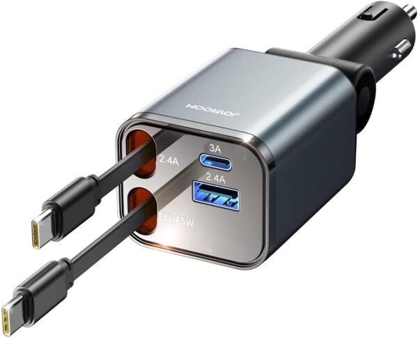 [2025 Upgrade] Retractable Car Charger 84W Car Charger USB C Fast Charging for iPhone 16 [Upgrade Dual Type C Cables] Car Accessories Adapter for iPhone 16 15 Pro, Samsung S25/S24, Android - Image 2