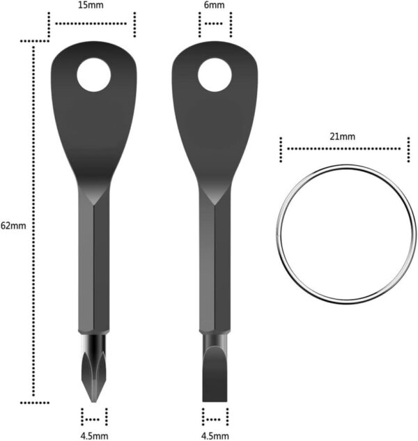 ROSTIVO Screwdriver Keychain Pocket Repair Tool Multi Mini Cool Gadgets for Men Small Gift for Women (Black) - Image 3