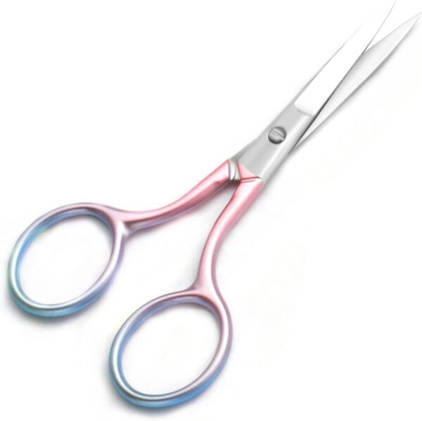 Multicolor Professional Grooming Scissors for Personal Care Facial Hair Removal and Ear Nose Eyebrow Trimming Stainless Steel Fine Straight Tip Scissors 3.9 Inch (Pink) - Image 5