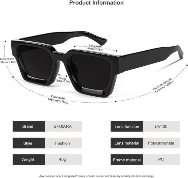 Trendy Square Sunglasses for Men Women Fashion Thick Rectangle Sun Glasses UV Protection Shades Designer Style - Image 8