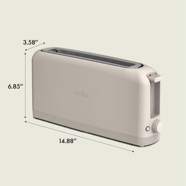 bella 2 Slice Slim Toaster, Fits-anywhere™ Kitchenware, 6 Setting Shade Control with Reheat & Cancel Buttons, Removable Crumb Tray, 10” Long Slot, Anti Jam & Auto Shutoff, 900 Watt, Oatmilk - Image 8