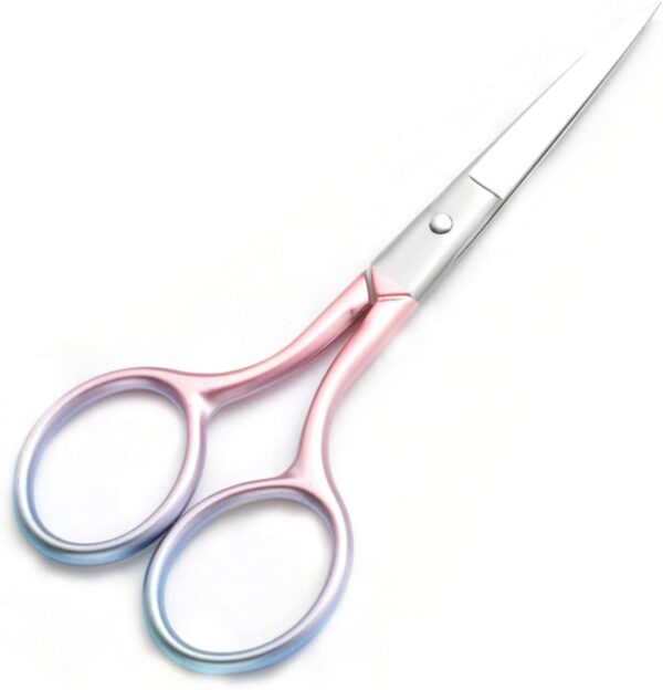 Multicolor Professional Grooming Scissors for Personal Care Facial Hair Removal and Ear Nose Eyebrow Trimming Stainless Steel Fine Straight Tip Scissors 3.9 Inch (Pink) - Image 4