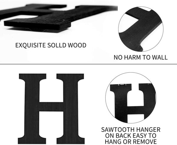 Wood Home Sign with Artificial Eucalyptus Wreath for O, Hanging Farmhouse Wall House Decor Wood Letters for Wall Art Rustic Home Decor, Wall Decor for Living Room Kitchen Entryway (Black) - Image 7