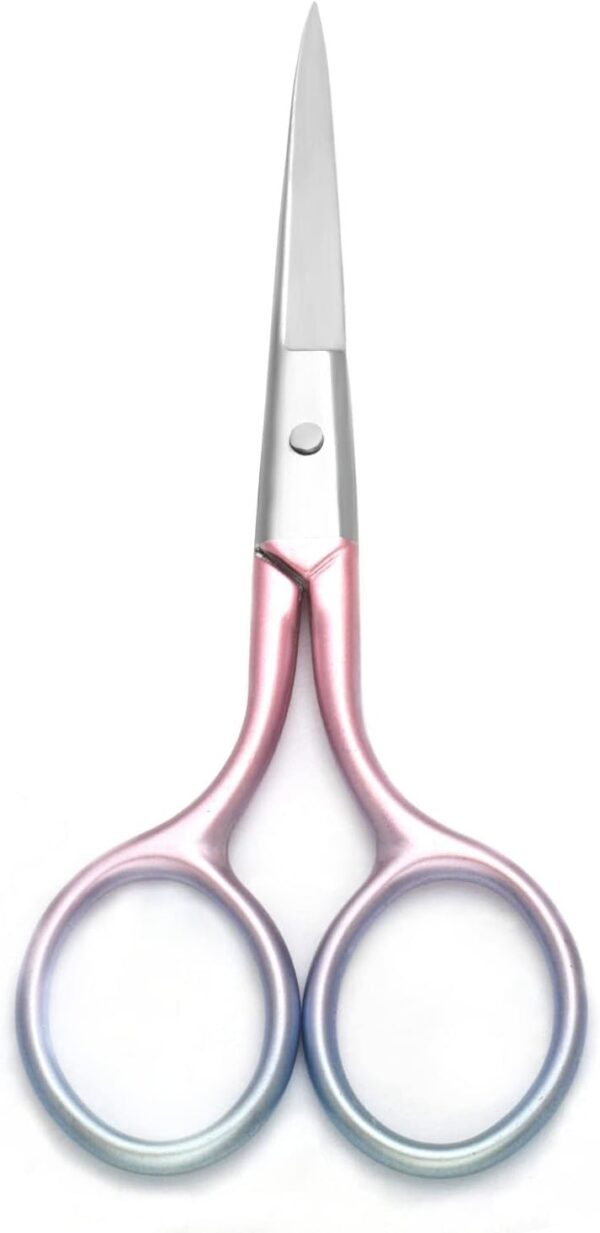 Multicolor Professional Grooming Scissors for Personal Care Facial Hair Removal and Ear Nose Eyebrow Trimming Stainless Steel Fine Straight Tip Scissors 3.9 Inch (Pink) - Image 2