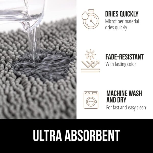 GORILLA GRIP Bath Rug Mat, Thick Soft Absorbent Chenille, Quick Dry Microfiber Mats, Rubber Backing Washable Shower Floor Rugs, Bathmat Runner, US Designed Bathroom Home Decor Accessories 24x17, Grey - Image 5