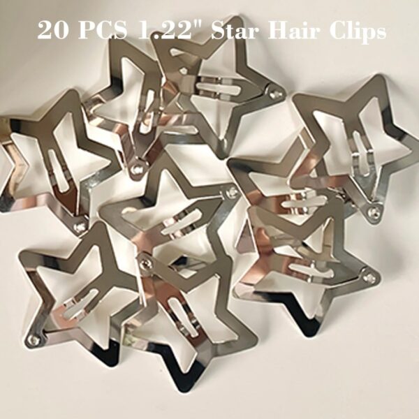 20 PCS 1.22" Star Hair Accessories - Non-Slip Metal Snap Clips and Barrettes for Girls & Women, Y2K Style - Image 6