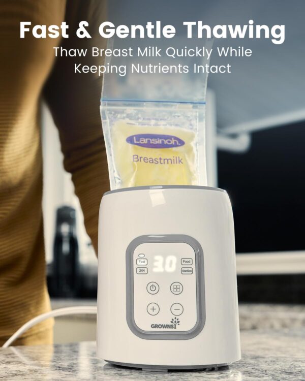 Bottle Warmer, GROWNSY 8-in-1 Fast Baby Milk Warmer with Timer for Breastmilk or Formula, Accurate Temperature Control, with Defrost, Sterili-zing, Keep, Heat Baby Food Jars Function - Image 5