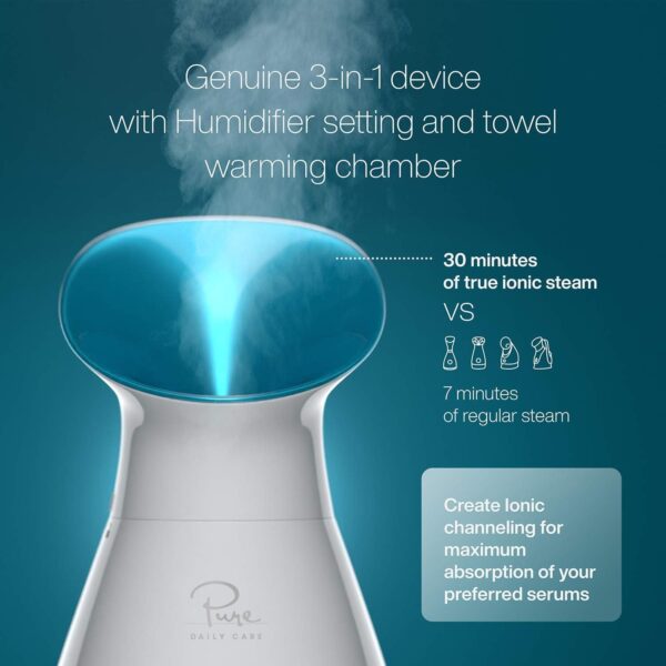 Pure Daily Care NanoSteamer Large 3-in-1 Nano Ionic Facial Steamer with Precise Temp Control - Humidifier - Unclogs Pores - Blackheads - Spa Quality - Bonus 5 Piece Stainless Steel Skin Kit (Teal) - Image 4