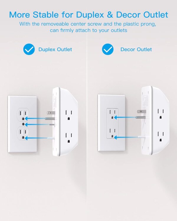 Outlet Extender with Night Light, HANYCONY Multi Plug Outlet, USB Wall Charger Surge Protector 4 USB Ports(1 USB C), Power Strip Electrical Outlet Splitter Expander for Home Office Dorm Room, ETL - Image 6