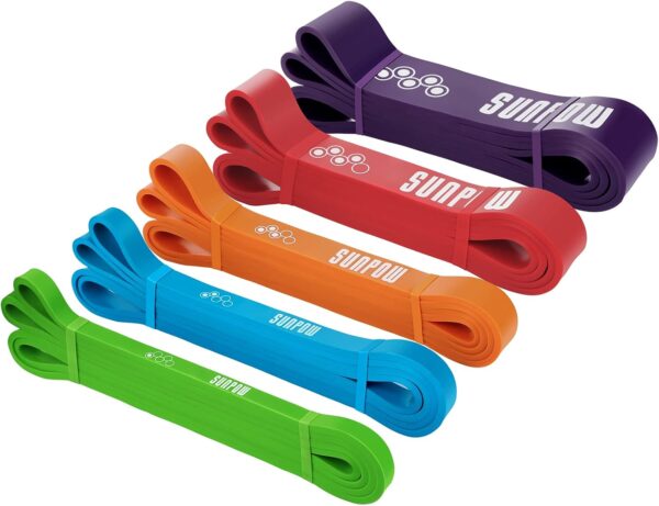 SUNPOW Pull Up Assistance Bands - Set of 5 Resistance Heavy Duty Workout Exercise Stretch Fitness Bands Assist Set for Body, Instruction Guide and Carry Bag Included - Image 2