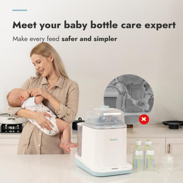 Papablic Bottle Washer Pro, Baby Bottle Washer & Sterilizer & Dryer, 4-in-1 Bottle Washer Sanitizer for Bottles, Pump Parts, & Baby Essentials - Quick & Clean with 60 Detergent Tablets - Image 3