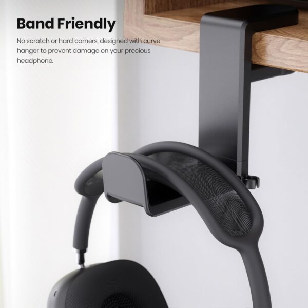 EURPMASK Rotating Headphone Stand - PC Gaming Headset Holder, Adjustable Clamp-on Under Desk Hanger With 360 Degree Swivel & Cable Clip Organizer - Black - Image 6