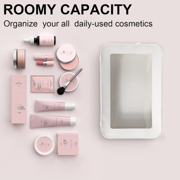 LETGO Clear Makeup Bags, TSA Approved Toiletry Bag with Zipper, Clear Makeup Organizer Fit Carry-on Travel Essentials,Clear Cosmetic Bags for Women Men (C-Beige) - Image 5