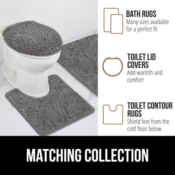 GORILLA GRIP Bath Rug Mat, Thick Soft Absorbent Chenille, Quick Dry Microfiber Mats, Rubber Backing Washable Shower Floor Rugs, Bathmat Runner, US Designed Bathroom Home Decor Accessories 24x17, Grey - Image 9