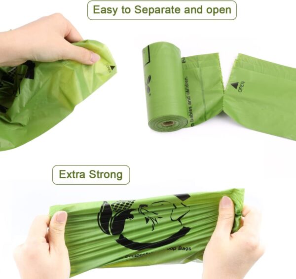 Certified Compostable Dog Poop Bags, 270 Count Landfill Friendly and Leakproof Waste Bags, Easy Open Unscented Forest Green Poop Bag for Dog, 15 Doggy Bags Per Roll (18 rolls) - Image 6