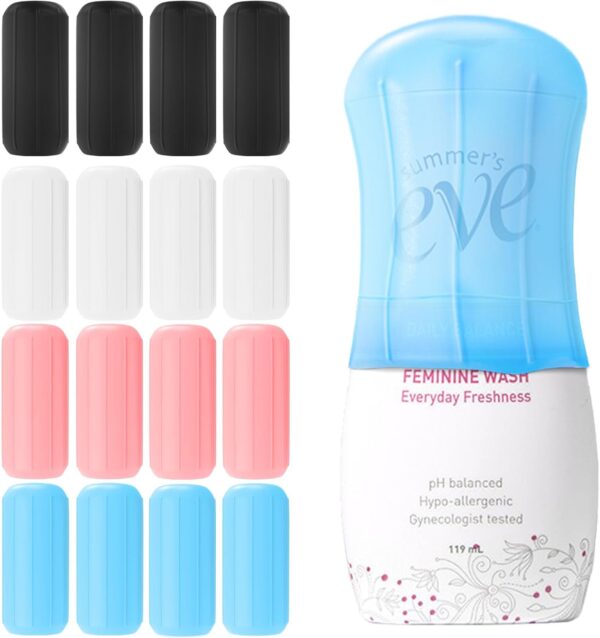 16 Pack Silicone Bottle Cover,Travel Essential for Women Men,Cruise Ship Essentials 2025,Beach Vacation Essentials,Travel Size Toiletries,Airplane Travels Accessories Elastic Sleeves for Leak Proofing - Image 2