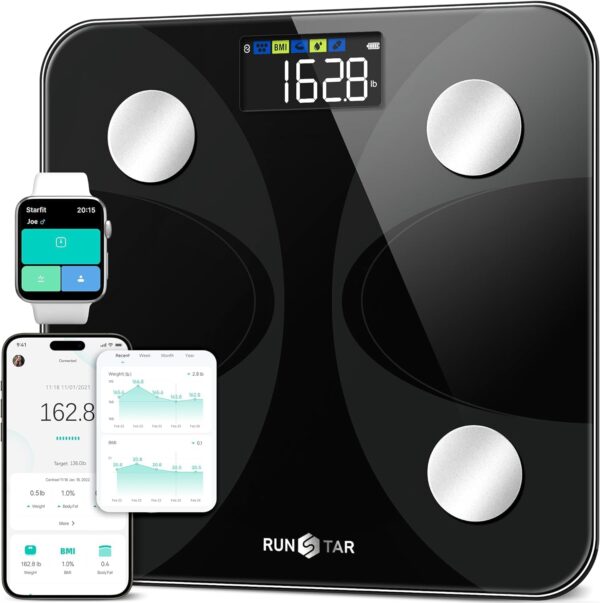 Scale for Body Weight and Fat Percentage, RunSTAR Digital Accurate Bathroom Smart Scale with Large Display, FSA&HSA Eligible 13 Body Composition Analyzer Sync App - Image 2