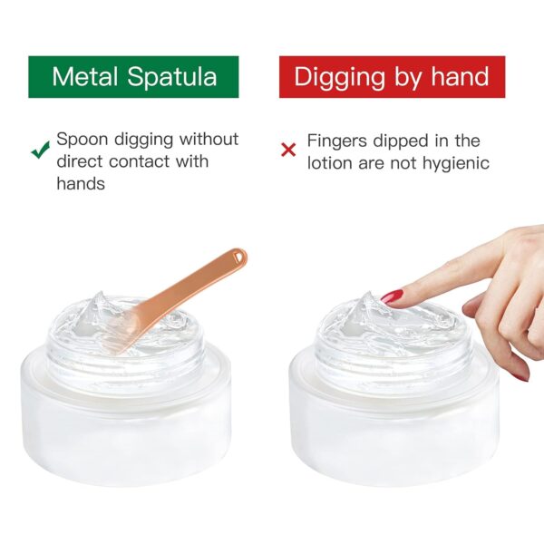 Tekson 6 Pieces Metal Cosmetic Skincare Spatula, Mini Mask facial Reusable Scoop, Makeup Beauty Spoons for Cream, Lotions, Moisturizers (Rose Gold) - Image 4