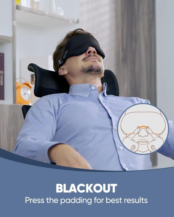 MZOO Sleep Eye Mask for Side Sleeper Men Women, Zero Eye Pressure 3D Sleeping Mask, Light Blocking Patented Design Night Blindfold, Soft Eye Shade Cover for Travel, Black - Image 5