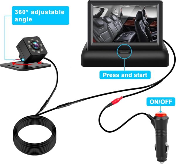 Baby Car Mirror with 4.3'' HD Night Vision Function Display, Safety Car Seat Camera with Wide Crystal Clear View, Easily Observe The Baby’s Move(Not USB) - Image 5